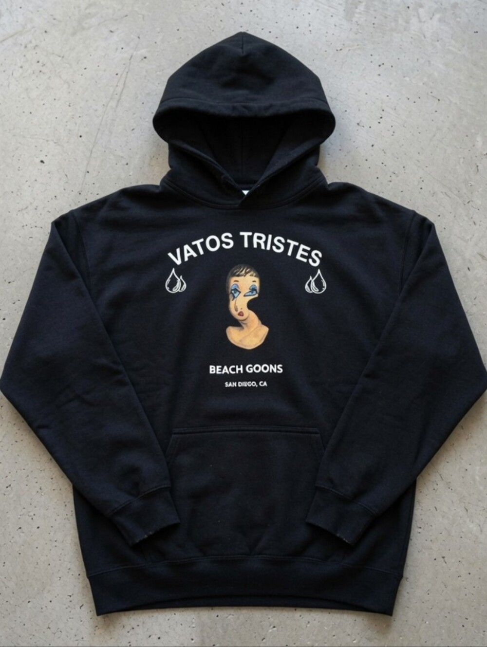 Vatos Tristes Beach Goons Black Graphic Hoodie